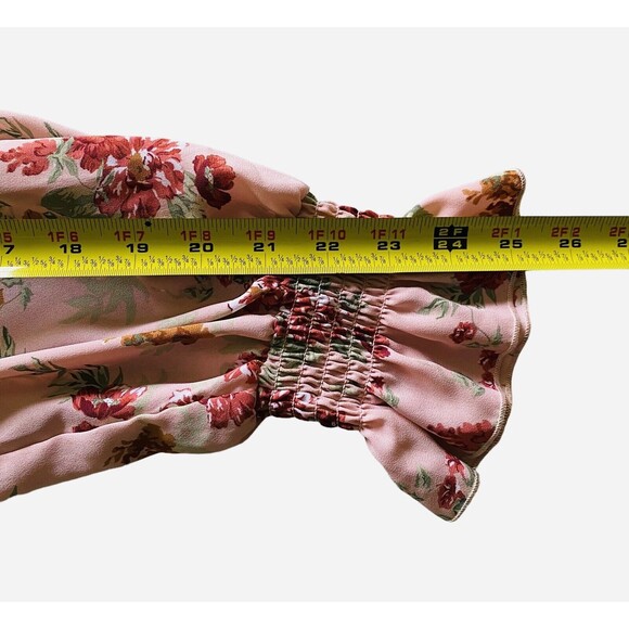 ULTRA FLIRT Women’s Juniors’ Blouse Floral Elastic-Hem Pink Semi Sheer Size XL - Picture 7 of 10